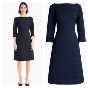 NWOT J. Crew Boatneck Sheath Dress In Matelasse Navy 12